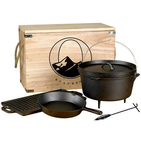 Stansport Cast Iron Pre-seasoned 5 Piece Cookware Set