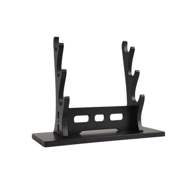 Wooden Flute Stand Display Rack - Multi-Tier Desktop Holder for Soprano, Recorder, Bamboo Flute, Irish Whistles, Woodwind Instruments, Walnut Organizer for Collecting, Storing, and Displaying
