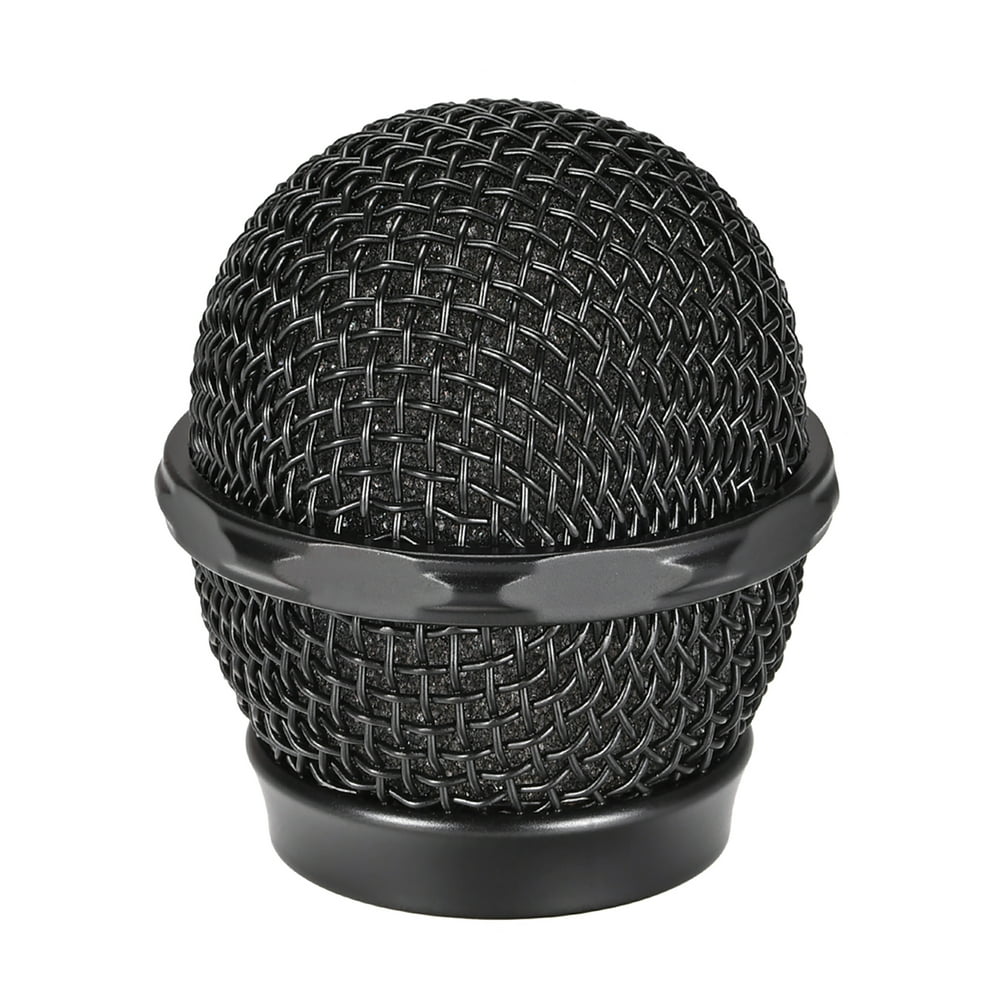 Black Microphone Ball Head Mesh Grille Round Metal with Grey Foam Inner