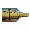 thumbnail image 1 of Venice Cutting Board, Antique Lantern and Gondolas Floating in the Grand Canal Sunrise, Decorative Tempered Glass Cutting and Serving Board, Wine Bottle Shape, Orange Yellow Blue, by Ambesonne, 1 of 1