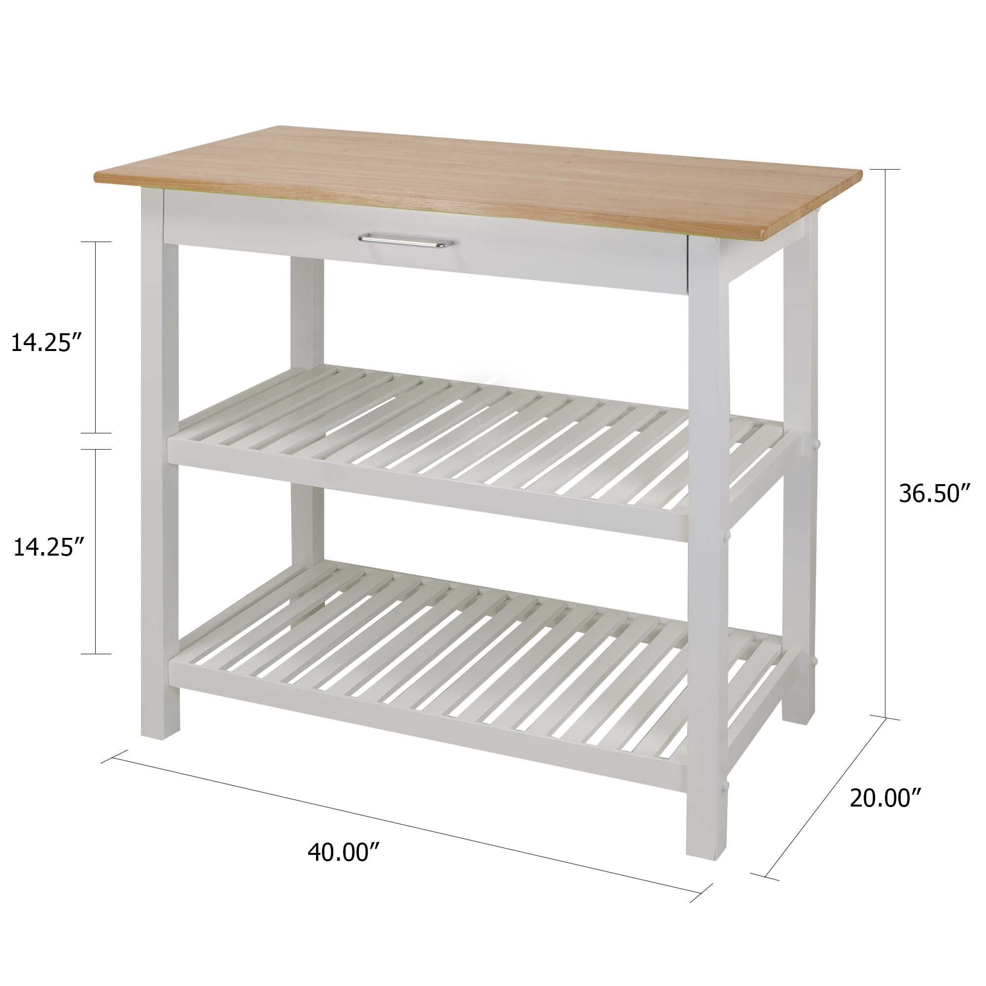 Casual Home Towel Rack Kitchen Islands with Storage, Hardwood White, 20 in