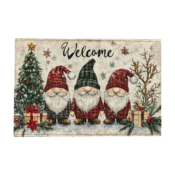 Christmas Gnomes Doormat Winter Snowflake Xmas Door Mats Entrance Low Pile Soft Front Mat Christmas Rugs Non Slip Floor Mat Indoor/Outdoor for Home Patio Decor (16x24 in)