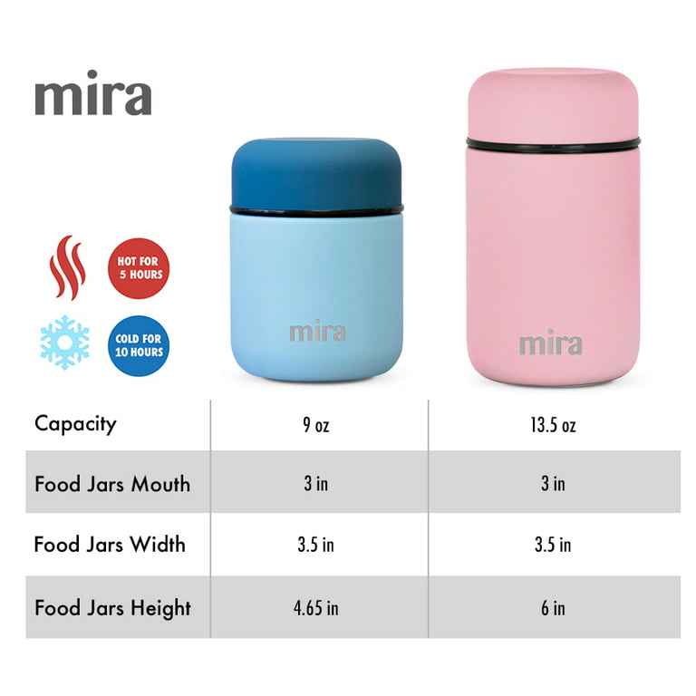 MIRA Insulated Food Jar Thermos for Hot Food & Soup, Compact Stainless  Steel Vacuum Lunch Container for Meals To Go - 13.5 oz, Pink in 2023
