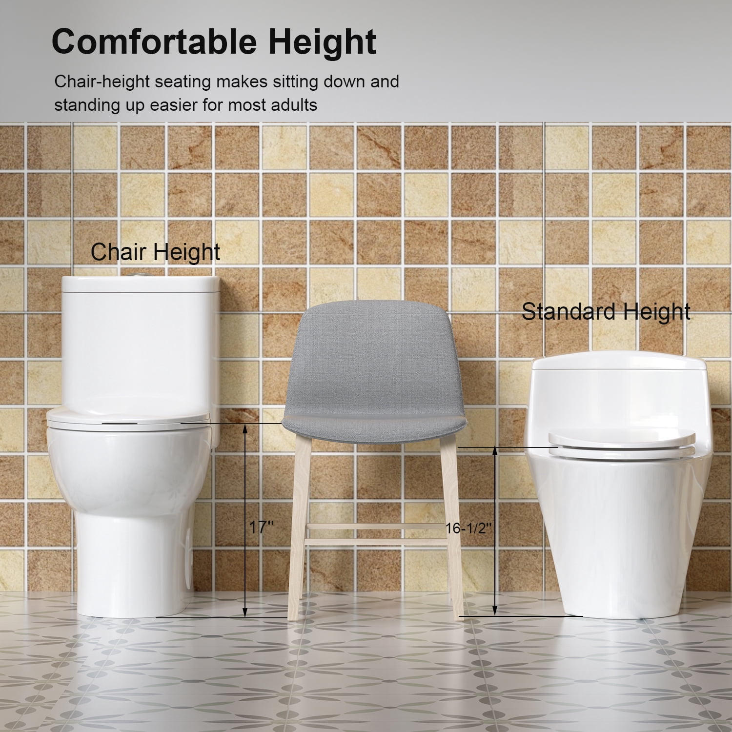 Alvantor One-Piece Toilet, Modern 1.1/1.6 GPF Dual Flush Toilet ADA Height 17" Rimless Bowl with Soft Closing Seat White