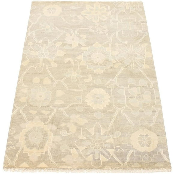ECARPETGALLERY Tapis Noué à la Main pour Salon, Salle à Manger et Chambre à Coucher Transitionnel Collection Oushak Prestige 5'1" x 8'0" en Gris