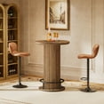 thumbnail image 3 of Tribesigns Round Bar Table, Fluted Wooden Bistro Cocktail Table with Metal Footrest, 35.4" High Top Pub Tables for Small Space, Living Room, 3 of 18