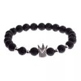 thumbnail image 2 of RSAMD Luxury Crown Natural Stone Matte Black Charm Men's Copper Bead Fashion Bracelets-563-2, 2 of 2