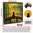 thumbnail image 3 of 2D Flat, 1pc Vintage Monet-Style Black Cat on Bridge Wall Art - 8x8in Rustic Recycled Wood Frame, Easy Wall-Mountable Home Decor for Living Room, Bedroom, Kitchen, Office, 3 of 9