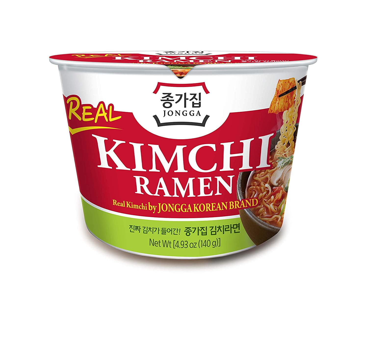 Jongga Korean Kimchi Ramen(noodle soup) with Real Kimchi, 4.9oz (Pack