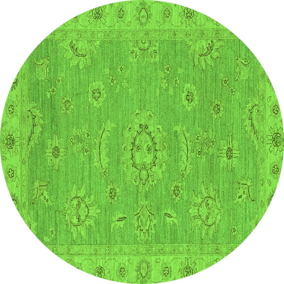 Ahgly Company Indoor Round Oriental Green Traditional Area Rugs, 5' Round