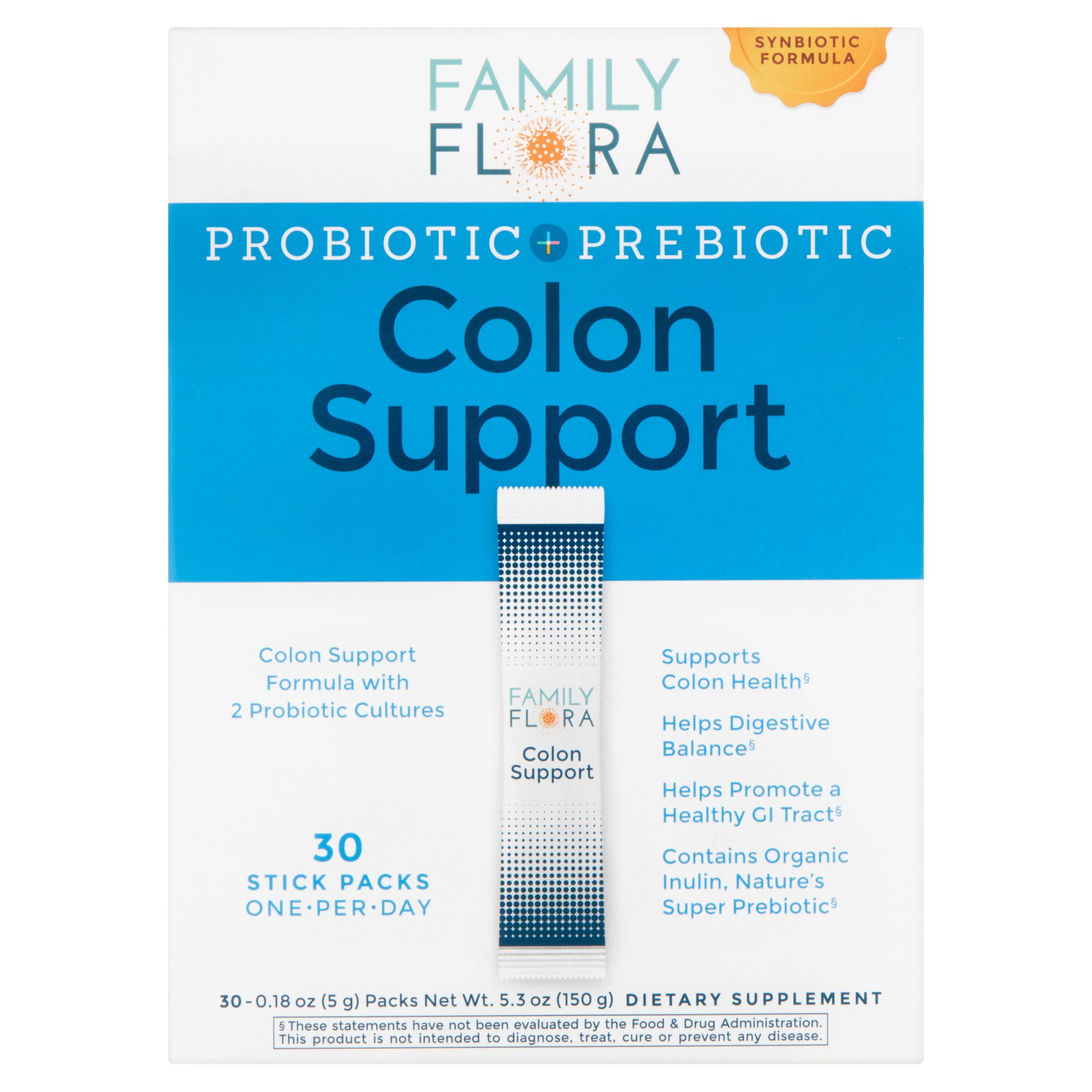 Family Flora Probiotic + Prebiotic Colon Support Stick Pack, 0.18 oz