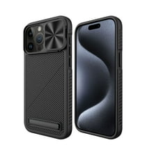 ELEHOLD Magnetic Case for iPhone 15,Rugged Hard PC Case with Sliding Camera Lens Protector Invisible Kickstand Compatible with Mag Safe Hybrid Shockproof Case for 6.1 Inch iPhone 15, Black