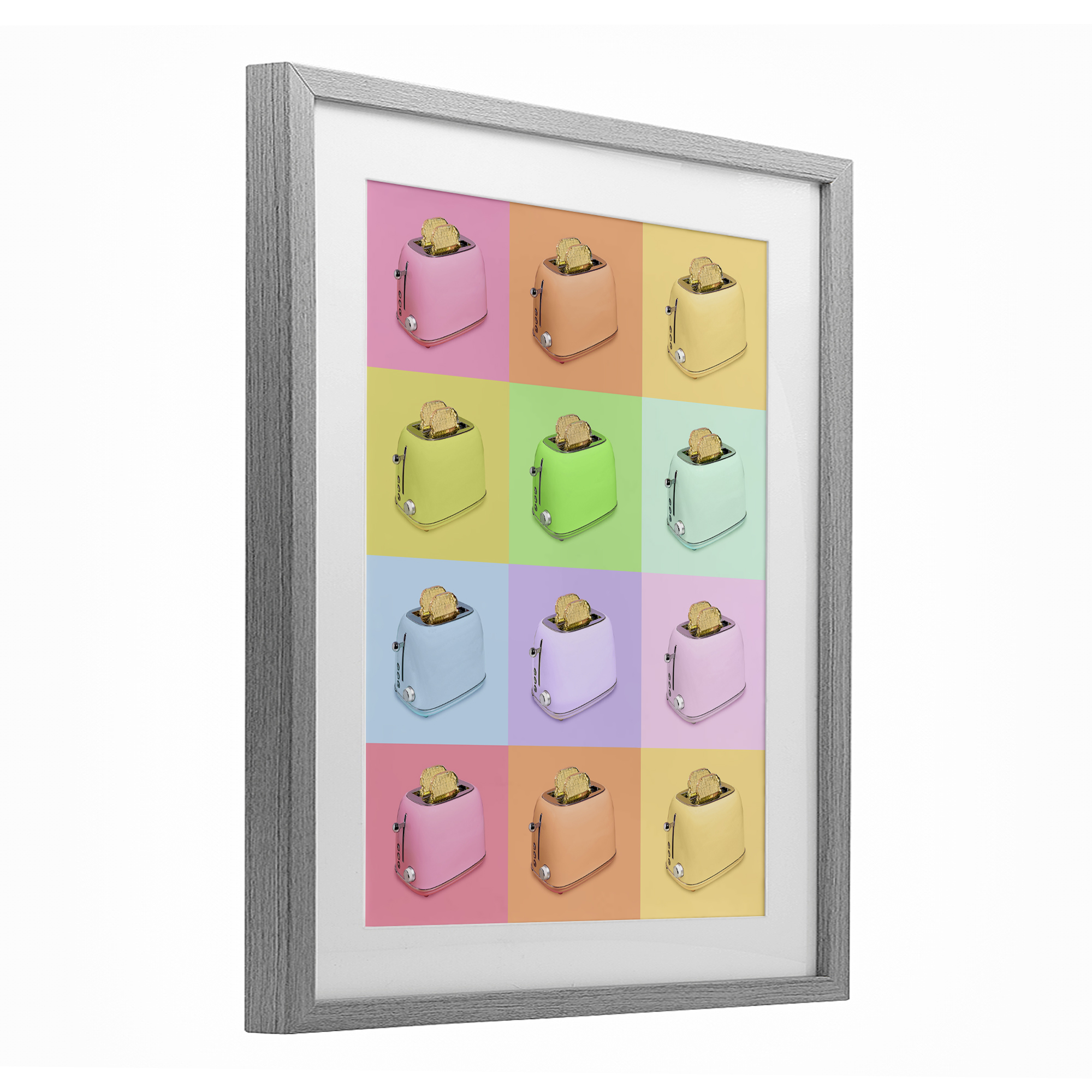 Stupell Industries Golden Disco Toaster Collage Gray Framed Print Under Glass, design by LISH Creative