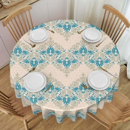 

Tablecloth Blue Gray Pattern Background Table Cloth For Circular Tables Waterproof Resistant Picnic Table Covers For Kitchen Dining/Party