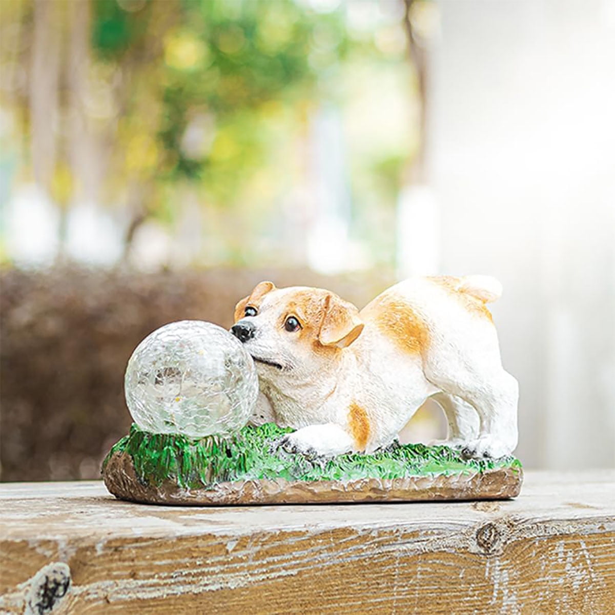 Solar Garden Dog  Statues - Garden Art Decoration Solar Lights Resin Outdoor Statue for Patio, Garden, Lawn