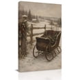 thumbnail image 2 of Canvas Wall Art Christmas Sleigh Canvas Art Print Winter Vintage Farmhouse Wreath Pine Tree Snow Pictures Wall Decor for Living Room Bedroom Artwork Decorations Stretched Framed Ready to Hang 8"x10", 2 of 9