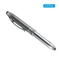 thumbnail image 3 of Uxcell Ballpoint Pen with Stylus Tip and LED Flashlight Metal Pen Black Ink 1.0mm Medium Point Stylus Pen, Gray 5 Pack, 3 of 7