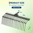 thumbnail image 3 of Yiwa Tow-Behind Heavy Duty Steel Landscape Rake, Pine Straw Rake Attachment with 2-Inch Receiver, Suitable for Lawn Tractors, ATV/UTV, Ground Leveling, Dethatching and Leaf Removal, 3 of 6
