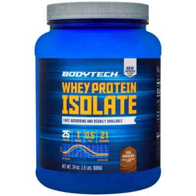 BodyTech Whey Protein Isolate Powder  With 25 Grams of Protein per Serving  BCAA's  Ideal for PostWorkout Muscle Building  Growth, Contains Milk  Soy  Rich Chocolate (1.5