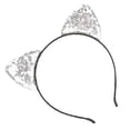thumbnail image 3 of Diadema reversible con orejas de gato y lentejuelas, aros brillantes para el pelo, accesorios para el pelo de gatita para mujer, color plateado, 3 of 14