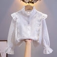 thumbnail image 4 of Mnyotv School Outfits for Girls Classic Uniform Shirts Ruffle Long Sleeve Button Down Shirt Kids Fall Clothes Tops Size 3-4Y, 4 of 8