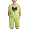 thumbnail image 2 of Amidoa Girls 2 Piece Outfits Summer Clothes Short Sleeve Cotton Floral Print T-Shirt and Shorts Casual Kids Clothing Sets Green Size 11, 2 of 9