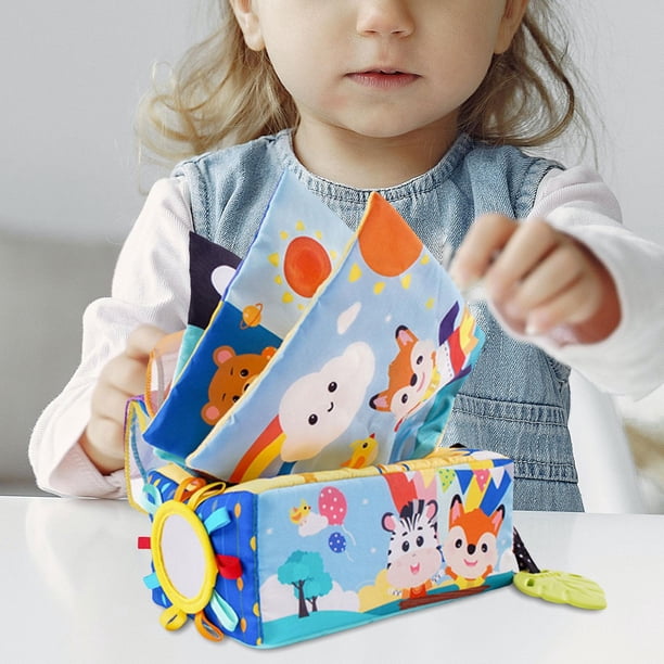 Tejido arrugado Montessori Pañuelos de tracción ocupados Papel arrugado educativo Bufandas de seda sensoriales Juguetes Caja de pañuelos para niños B Hugo juego sensorial