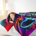 thumbnail image 4 of Homewish Neon Gamepad Gamer Queen Comforter Set, Futuristic Square Abstract Bedding Sets, Teens Kids Boys Child Reversible Bedding Comforter Set, Luxury Bedroom Decor, 3 Pieces, 4 of 8