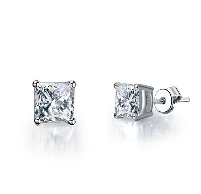 Moissanite princess cut earrings Clearance