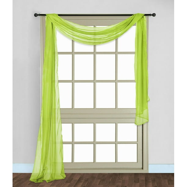 Good Looking lime green window valance 1pc Voile Sheer Scarf Window Valance Lime Green Elegant Color Swag Topper See Thru Size 37 Wide X 216 Long Walmart Com