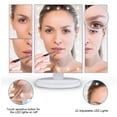 thumbnail image 4 of Fitnate Vanity Makeup Mirror Trifold 22 LED Lighted With Touch Screen, 2x 3x 10x Magnifying Spot, Foldable 180°Adjustable Stand And Dual Power Supply For Countertop Bathroom Cosmetic Makeup, 4 of 15