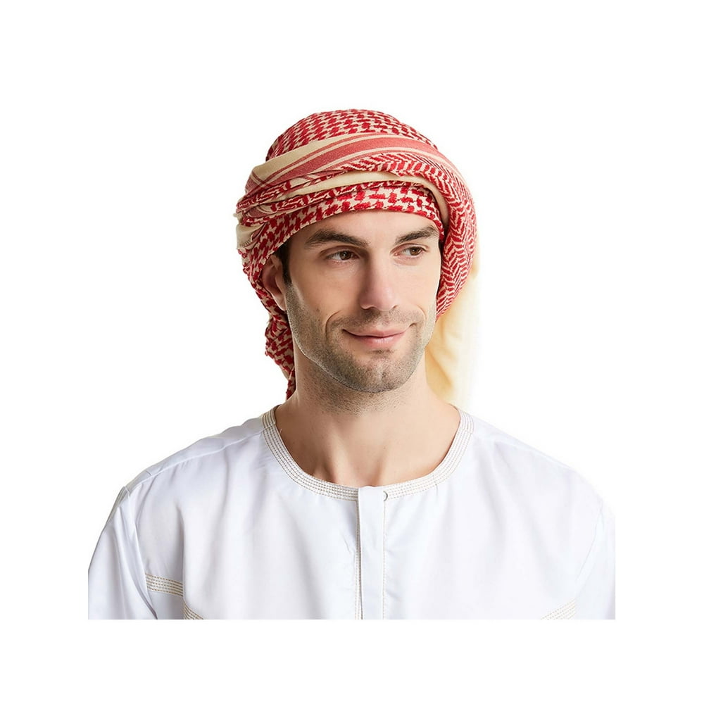 Lallc - Men Muslim Hijab Scarf Turban Islamic Keffiyeh Arab Headwrap ...