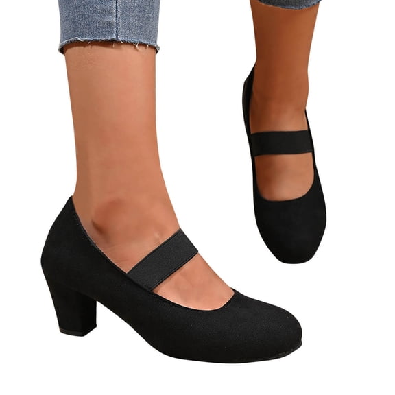 purcolt Women's Mary Jane Chunky Sole Block Low Heels Pointed Toe Ankle Strap Dress Shoes for Work Evening Party Church