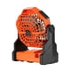 thumbnail image 5 of Ventilador de batería de 7800 mAh con linterna LED, ventilador de camping recargable con gancho para tienda de campaña, huracán al aire libre, (naranja), 5 of 5