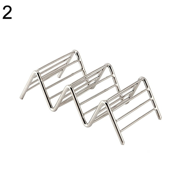 Visland Hard Wave Stainless Steel Mexican Food Rack Stand Shell Taco Holder Display