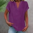 thumbnail image 2 of T-Shirts Femmes Plus Mode Décontractée Col en V Manches Courtes Haut T-Shirt - Hontri, 2 of 5