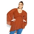 thumbnail image 3 of City Chic Women's Plus Size Fleetwood Bell Sleeves V-neckline Tunic Top, 3 of 5