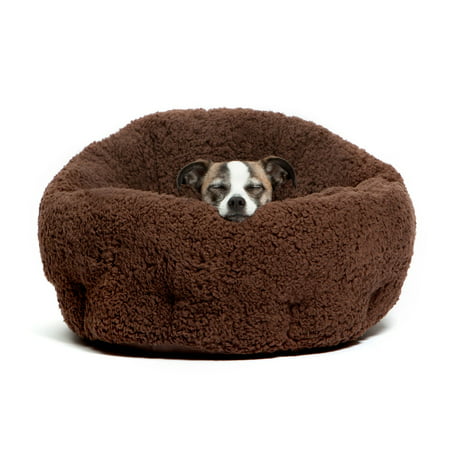 Best Friends by Sheri Luxury 20u0022 OrthoComfort Sherpa Deep Cuddler Pet Bed, Brown