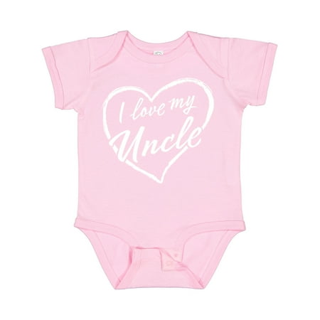 

Inktastic I Love My Uncle in White Chalk Heart Gift Baby Boy or Baby Girl Bodysuit