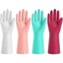 KAQ Reusable Rubber Cleaning Gloves: 4 Pairs Latex Free Non-Slip Household Kitchen Gloves for Washing Dishes