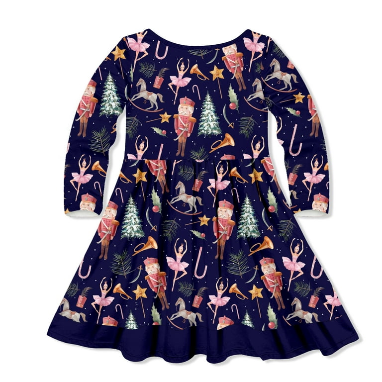 Millie Loves Lily Girls Navy Holiday Nutcracker Dress Long Sleeve, Toddler,  Size 4T - Walmart.com