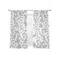 thumbnail image 2 of Grey White Botanical Semi Sheer Curtains 63 Inch Length 2 Panels Set, Pastoral Spring Floral Summer Art Sheer Kitchen Curtain Privacy Voile Window Curtain for Living Room Bedroom Rod Pocket Drapes, 2 of 7