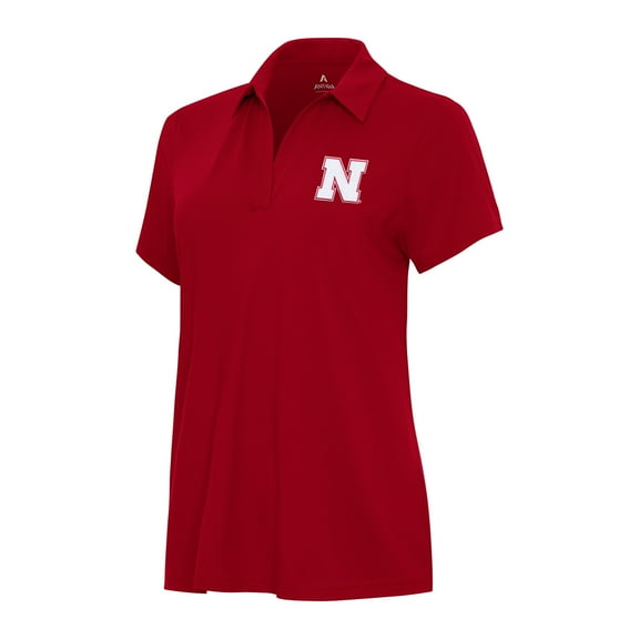 Women's Antigua Scarlet Nebraska Huskers Era V-Neck Polo