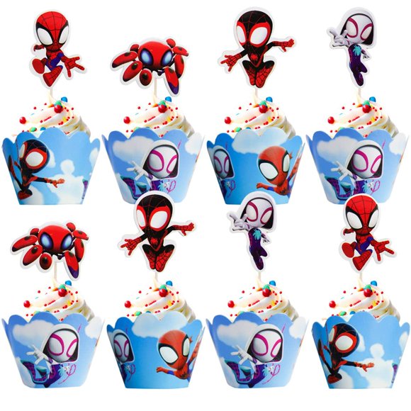 Decoración para tartas con forma de piegricdiat, 12 piezas, con forma de araña, para cumpleaños