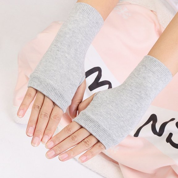 PInxai Womens and Mens Gloves Fingerless Gloves Casual Solid Color Fall Arm Warmer Short Half Finger Unisex Gloves,Gray,Free Size