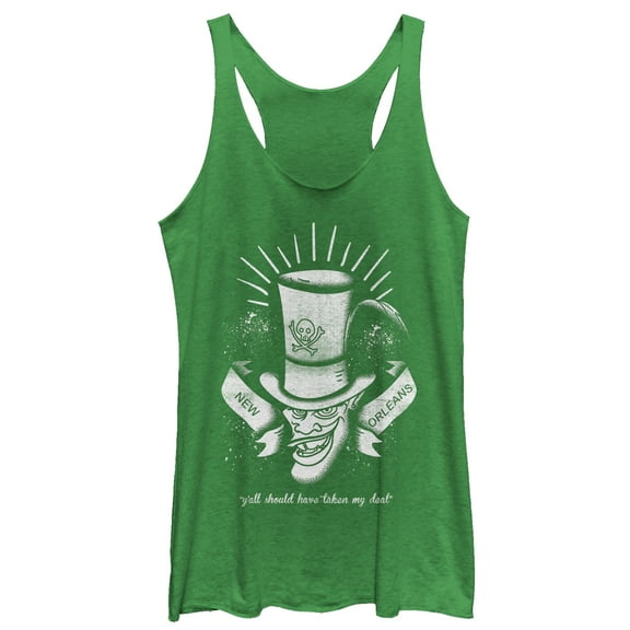 Women's The Princess and the Frog Shadow Man Deal Racerback Tank Top Envy Green Large