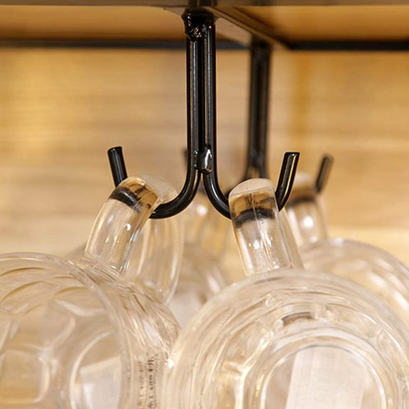 ETEREAUTY 2Pcs Iron Cup Hangers Black Hanging Hooks with Screws for Practical Home Storage Applications