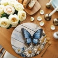 thumbnail image 2 of Round Placemats Wood Grain 15 inch Set of 2 Table Mats for Dining Table Blue Butterfly Flower Heat Resistant Non-Slip Kitchen & Home Decorative Place Mat Set, 2 of 8