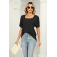 thumbnail image 4 of SIEANE 2023 Women’s Tops Casual Puff Short-Sleeve Basic Tunic Tee Square Neck T Shirts Loose Fit, 4 of 5