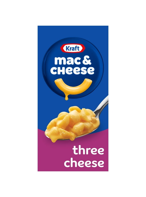 Kraft Three Cheese Mac N Cheese Macaroni and Cheese Dinner with Mini-Shell Pasta, 7.25 oz Box